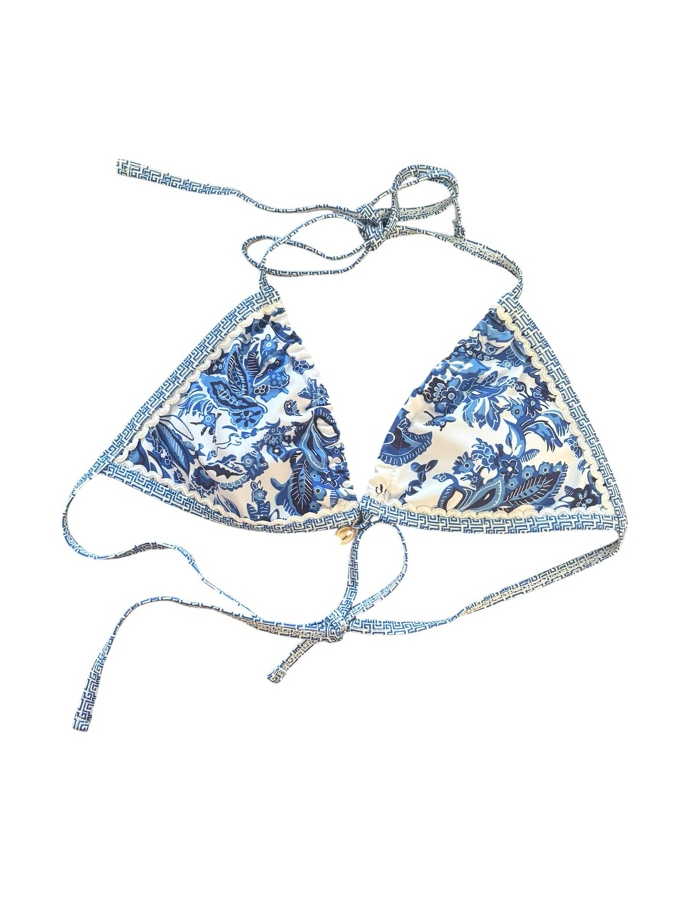 Cupshe Blue & White Floral Triangle Bikini Top